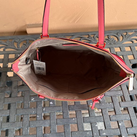 Michael Kors Charlotte Large Top Zip Shoulder Tote Bag MK Coral Reef Multi - Picture 6 of 10